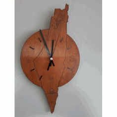 Laser Cut Palestine Map Wall Clock Free Vector File