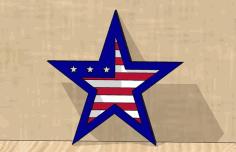 Laser Cut Patriotic Star Logo Badge Free DXF File