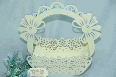 Laser Cut Pattern Handle Basket Free Vector File