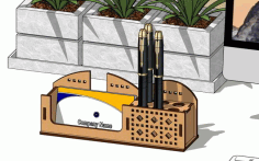 Laser Cut Pen Holder Business Card Holder Desk Organizer Pencil Stand Free DXF File