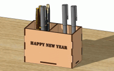 Laser Cut Pen Holder Happy New Year Gift Free Vector File