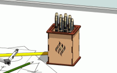 Laser Cut Pen Holder Pencil Stand Template Free DXF File