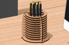 Laser Cut Pen Holder Stand Free Vector File