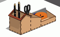 Laser Cut Pen Holder Stationery Stand Free DXF File