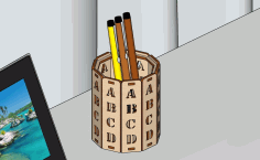 Laser Cut Pen Holder Wood Pencil Table Organizer For The Student Free Vector File