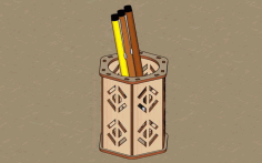 Laser Cut Pencil Holder Desk Organiser Wooden Pen Holder Free DXF File