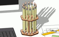 Laser Cut Pencil Holder Display Design Free Vector File