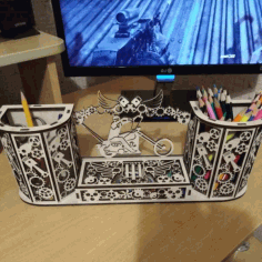 Laser Cut Pencil Holder Office Desk Organizer Pen Holder With Box Plywood 3mm Free Vector File