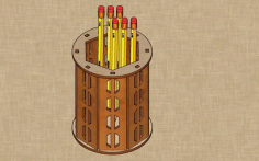 Laser Cut Pencil Holder Stand Desk Organiser Wooden Pen Holder Free DXF File