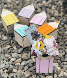 Laser Cut Pencil Shape Box Plywood 3mm Free DXF File