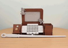 Laser Cut Perpetual Calendar Desk Organizer With Photo Frame Phone Holder Free Vector File
