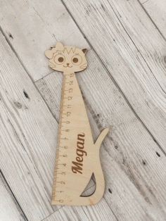 Laser Cut Personalised Ruler Cat Shape Free DXF File