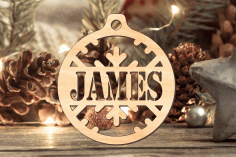 Laser Cut Personalized Bauble Christmas Ornament Free Vector File