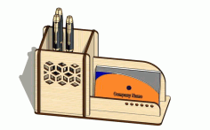 Laser Cut Personalized Pen Stand Wooden Card Holder Mdf Pencil Holder Free DXF File