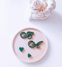 Laser Cut Personalized Wedding Ring Plate Free Vector File
