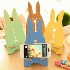 Laser Cut Phone Stand Rabbit Free Vector File, Free Vectors File
