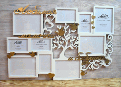 Laser Cut Photo Frame For Beloved Mother And Grandmother Free Vector File