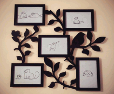 Laser Cut Photo Frame Of A Bird On A Branch Free Vector File