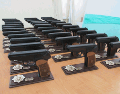 Laser Cut Pistol Stand Medal Gift For Him Free Vector File