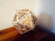 Laser Cut Plywood Icosahedron 3d Lamp 3mm Free Vector File
