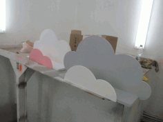 Laser Cut Plywood Shelf 10mm 15mm Clouds 3d Puzzle Free Vector File