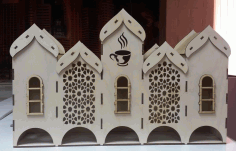 Laser Cut Plywood Tea House Tea Bags Holder With 5 Compartments Free DXF File