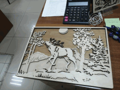 Laser Cut Red Deer Layered Art Template Free Vector File