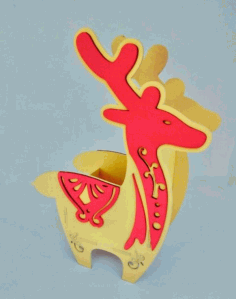 Laser Cut Reindeer Pen Holder Desk Organizer Free Vector File