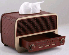 Laser Cut Retro Radio Napkin Holder Free Vector File, Free Vectors File