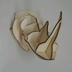 Laser Cut Rhino Head Wall Decor 3d Puzzle Free DXF File