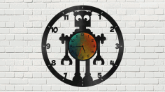 Laser Cut Robot Clock Free Vector File