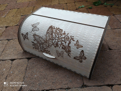 Laser Cut Roll Top Bread Box Wooden Bread Box With Sliding Door 4mm Free Vector File
