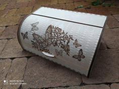 Laser Cut Roll Top Bread Box Wooden Bread Box With Sliding Door Free Vector File