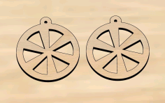 Laser Cut Round Dangle Earrings Wood Free DXF File