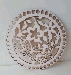 Laser Cut Round Laurel Leaves Mandala Free Vector File