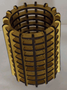 Laser Cut Round Pencil Holder Desk Organizer Free Vector File