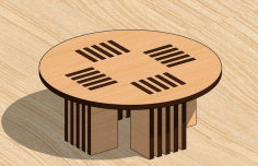 Laser Cut Round Table Dollhouse Miniature Furniture Toy Free DXF File