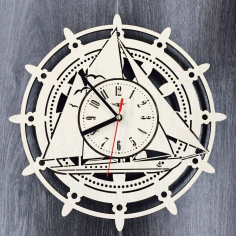 Laser Cut Sailing Ship Wall Clock Free Vector File