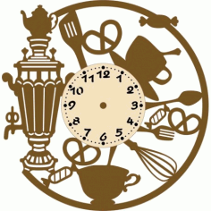 Laser Cut Samovar Shape Wall Clock Free Vector File