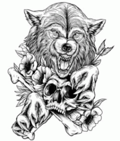 Laser Cut Scary Wolf Sketch Free Vector File