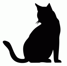 Laser Cut Seated Cat Silhouette Free Vector File