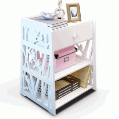 Laser Cut Shelf With Drawers Storage Cabinet Side Table Free Vector File