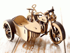 Laser Cut Sidecar Motorcycle 3d Puzzle Toy Model Free Vector File