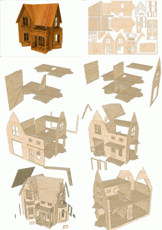 Laser Cut Small House Model Free Vector File, Free Vectors File