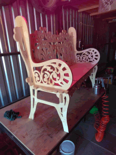 Laser Cut Small Wood Decorative Bench 21mm Free DXF File