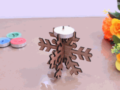Laser Cut Snowflake Tealight Candle Holder 3mm Free Vector File