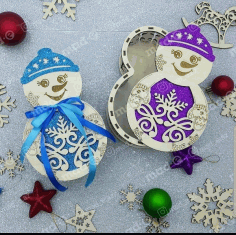 Laser Cut Snowman Box With Lid Template Free Vector File