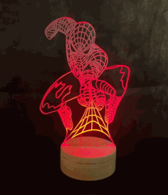 Laser Cut Spiderman 3d Illusion Acrylic Table Lamp Free DXF File