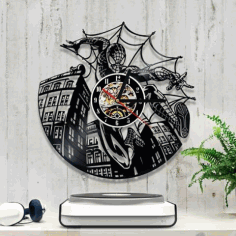 Laser Cut Spiderman Vinyl Clock Free Vector File, Free Vectors File