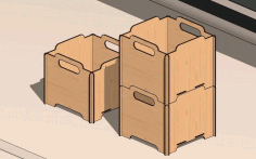 Laser Cut Stackable Box Storage Basket Free DXF File